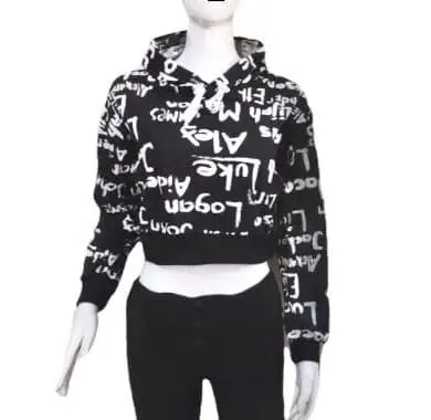 Cropped Letter Hoodie For Women 