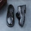 Classic Black Half Lace Up Martin Shoes For Men 