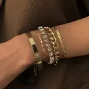 Enacolor 5Pcs/Set Golden Metal Geometric Zircon Bracelets Set for Women Girl Accessories New 2024 