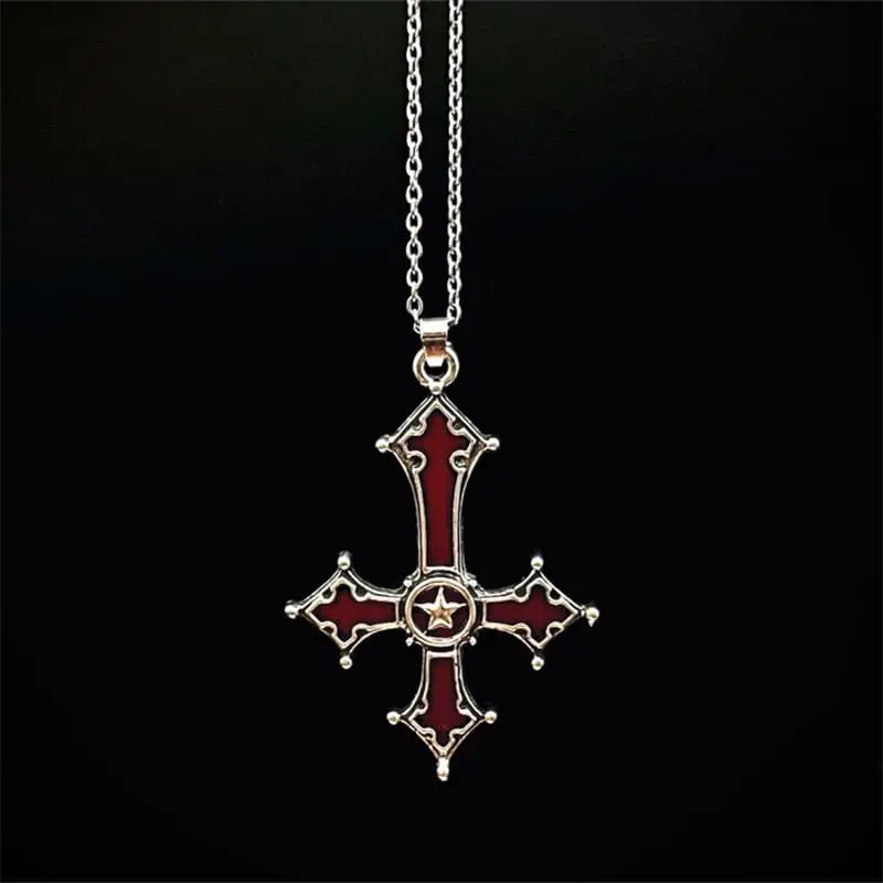 Vintage Gothic Cross Pendant Necklace For Men Fashion Party Trend Punk Jewelry Halloween Gifts Kengding 