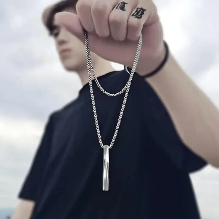 Enacolor Punk Hip Hop Silver Necklace Man Ins 