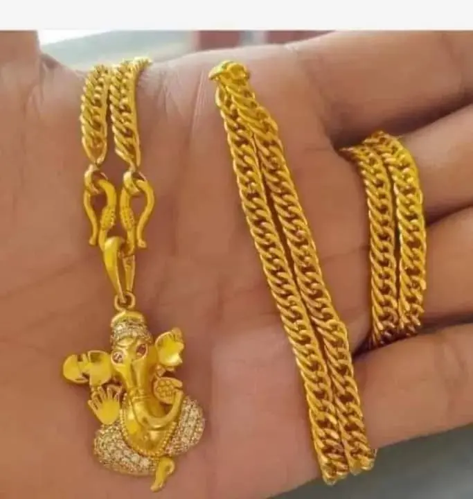 Panchadhatu Chain with Lord Ganesh Locket Lightweight 50cm 