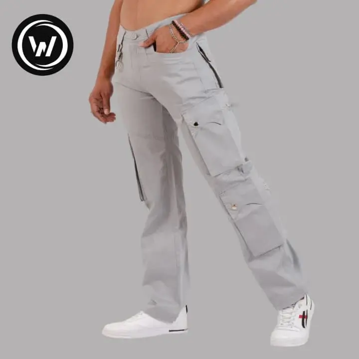 Wraon Light Grey Stretchable Premium Cotton Chichi Cargo Box Pant For Men - Fashion | Cargo Pants For Men | Men's Wear | 