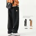 Original M-3XL American Fashion Brand Wide Leg Pants Men Green Khaki Joggers Baggy Drawstring Cargo Trousers Men Y2K All-match Pants 