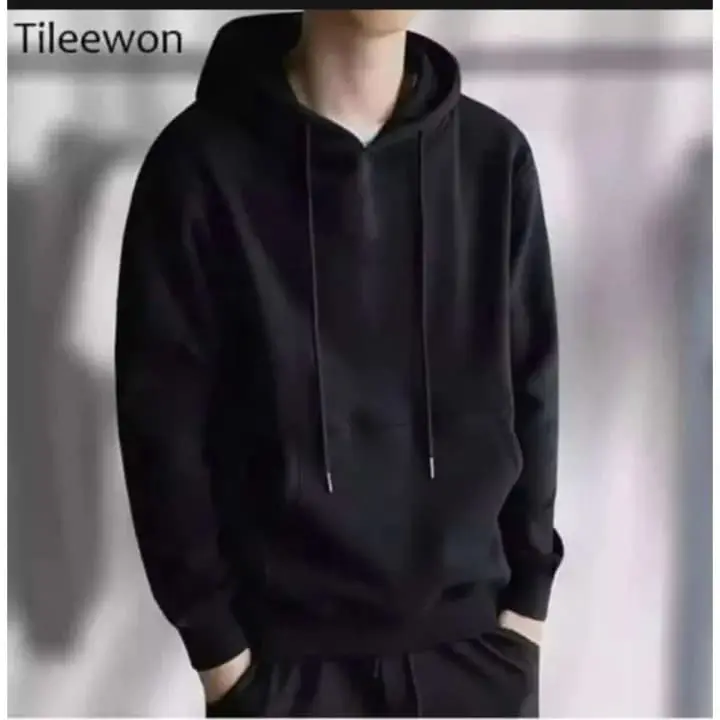 Plain Black Hoody For Men 