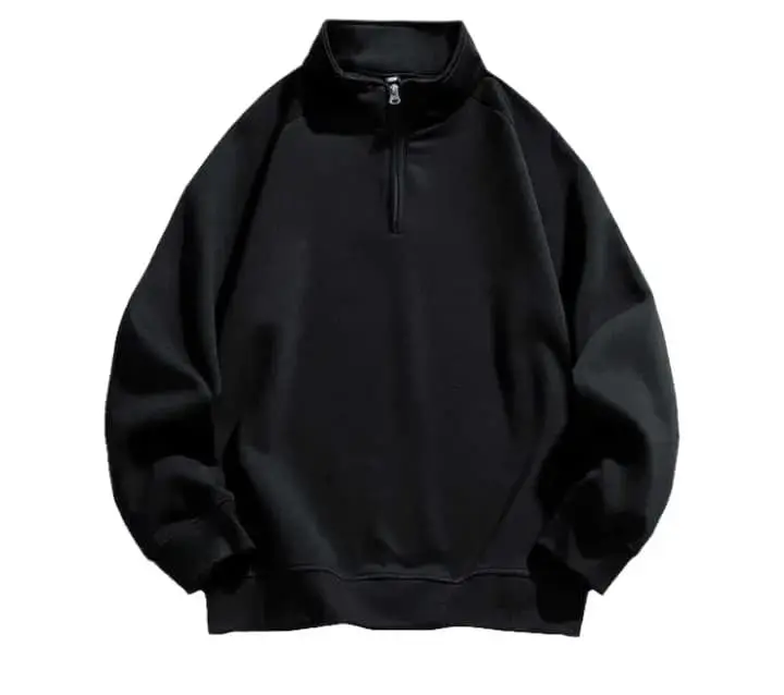 Men New Half Zip Drop Shoulder Oversized Thin Cotton Terry Sweatshirt For Summer