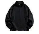Men New Half Zip Drop Shoulder Oversized Thin Cotton Terry Sweatshirt For Summer