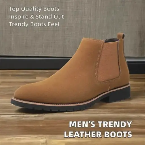 Tan Elegant Suede Leather Chelsea Boot For Men Ankle Boot Leather Shoes 