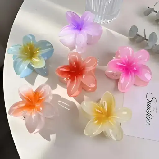 "Korean Style Flower Hair Clip: Candy Color Hair Claw for Women - 7CM Large" 