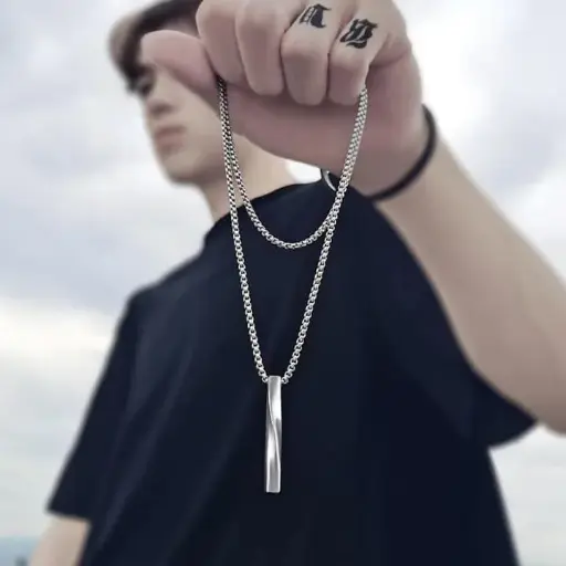 Enacolor Punk Hip Hop Silver Necklace Man Ins 