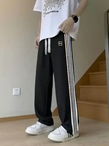Men's Summer Trouser Track Pants Quality Embroidered Side Stripes Sport Style Trouser For Men | Sport & Street | Elastic Waist Winter Trousers 